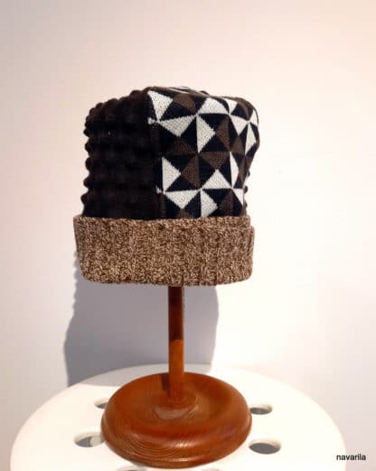 20211123 131308 scaled Hat patterned mosaic, brown-black Hat original - brown-black with a plastic pattern and mosaic, lined with a brown mottled patent. Knitted from merino wool 50% + 50% PES. Prewashed. Made with love in the Czech republic. Hand made! Because we make caps from our waste generated during the production of collections, the cap is never absolutely the same, each piece is original. Hat original - brown-black with a plastic pattern and mosaic, lined with a brown mottled patent. Knitted from merino wool 50% + 50% PES. Prewashed. Made with love in the Czech republic. Hand made! Because we make caps from our waste generated during the production of collections, the cap is never absolutely the same, each piece is original.
