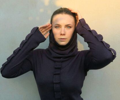 Navarila KRISTINA rolak kolekce FOR QUEEN ONLY 1 KRISTINA turtleneck collection FOR QUEEN ONLY FEW LAST PIECES, SIZES AND COLOURS!! An unmissable turtleneck with sewn-on knitted straps on the PD and sleeve, it looks very effective. It has a tall turtleneck, which can also be worn as a hood. Can be combined with other models from the same collection. The material from the Italian manufacturer in the composition of 50% merino wool and 50% polyester is already pre-washed, non piling - Very practical maintenance - machine wash on a delicate program. We offer in only 2 colors-brown, dark green. Sizes from 40-46, euro size. FEW LAST PIECES, SIZES AND COLOURS!! An unmissable turtleneck with sewn-on knitted straps on the PD and sleeve, it looks very effective. It has a tall turtleneck, which can also be worn as a hood. Can be combined with other models from the same collection. The material from the Italian manufacturer in the composition of 50% merino wool and 50% polyester is already pre-washed, non piling - Very practical maintenance - machine wash on a delicate program. We offer in only 2 colors-brown, dark green. Sizes from 40-46, euro size.