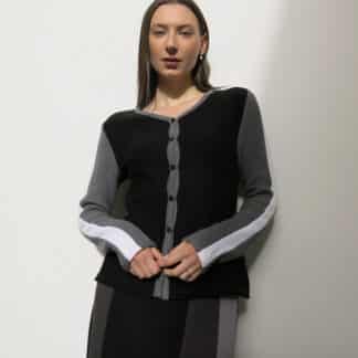 LORD-pletený kabátek s pruhy na rukávech